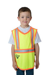 Child wearing Lil Workers yellow hi viz vest