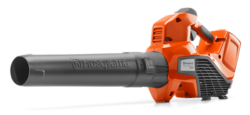 Husqvarna battery powered leaf blower, sold at Macandales in Port Hardy